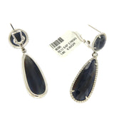 Rose Cut Sliced 33CT Blue Sapphire 1.04 CT Diamonds 14K Gold Drop Earrings »N116