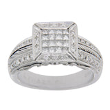 Philippe Charriol Flame Blenche 18K White Diamonds Engagement Ring Size 6