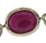 ¦925 Sterling Silver Oval Ruby Bali Bracelet Size 6 3/4" » B33