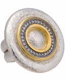¦Authentic GURHAN Silver Yellow Gold .48C Diamond Moon Bean Ring Size6. 5»$ 2500