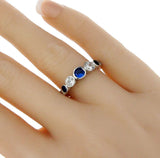 925 Sterling Silver Blue White Bezel CZ Eternity Band Ring Size5,6,7,8,9,10»R102