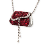 18K Gold 0.11 CT Diamonds 606 CT Invisible Set Ruby Purse Necklace 18" »N3127
