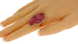 Fancy Rose Cut Multi Pink Sapphires & Diamonds 14K Rose Gold Ring Size 7 »N17