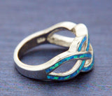 Women's 925 Sterling Silver Blue Opal Multi infinity Ring Size5,6,7,8,9,10»R133