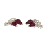 18K White Gold 1.99 CT Diamonds & Invisible 25.22 CT Ruby Tulip Earring »E2715