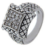 Solid Sterling Silver CZ Studded Bali Ring»R113