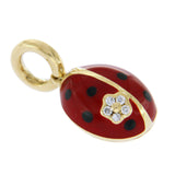 Authentic Aaron Basha 18K Gold Pave Diamonds Enamel Ladybug Pendant Charm »ED34