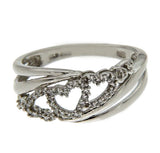 Solid Sterling Silver Diamond Heart Ring»R217