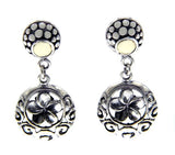 925 Sterling silver and 14 k Gold Handmade Bali Flower Dangle Earring»E213