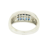 18K White Gold 0.52 CT Diamonds & 1.04 CT Blue Sapphire Wedding Band Ring »BL114