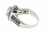 LeVian 14K Gold Chocolate & White Diamond Blue Topaz Engagement Ring S 6.75 »U34