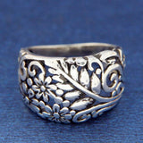 ▌925 Sterling Silver Cluster Flower Filigree Band Ring Size 5,6,7,8,9,10,11 »108
