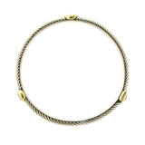 David Yurman 925 Silver 18K Gold Prasiolite 3Station Cable Cuff Bracelet »B2
