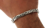 ▌Unisex 925 Sterling Silver 8mm Byzantine Bali Bracelet Size 8", 8.5", 9" »B46