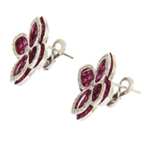 18K White Gold 0.32 CT Diamonds & Invisible 9.86 CT Ruby Earring »E3238