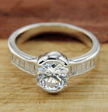 ▌Women's Solid Sterling Silver CZ Bezel Set Engagement Ring Size 5,6,7,8,9 » R36