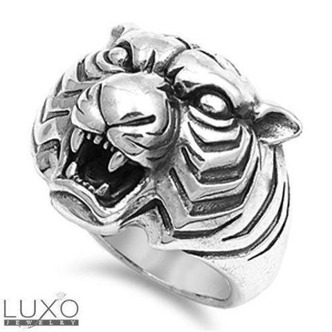 ▌925 Sterling Silver Tiger Men's Ring Size 7,8,9,10,11,12,13,14 »R107