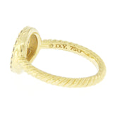 David Yurman 18K Yellow Gold Cable Diamond Peace Sign Ring Size 4.5 »U51