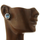TIFFANY & CO 950 Platinum 14 mm Aquamarines & Diamonds Stud Earrings »BO3