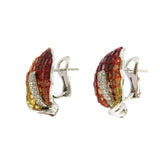 18K Gold 0.09 CT Diamonds & Invisible Set 12.6 CT Orange Sapphire Earring »E3237