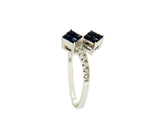 18K White Gold Diamonds and Sapphire Engagement Ring Size 6.5 »N120