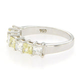 18K White Gold 1.54 CT Yellow & White Diamonds Wedding Band Ring