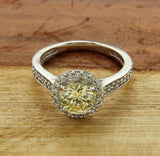 Solid Sterling Silver Yellow CZ Engagement Ring»R39