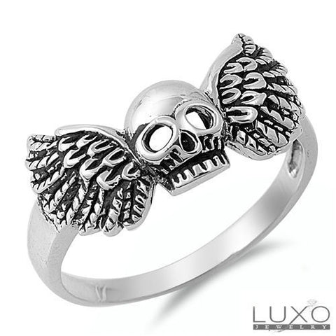 ▌Unisex 925 Sterling Silver Skull Winged Ring Size 5,6,7,8,9,10,11,12 » R12/4