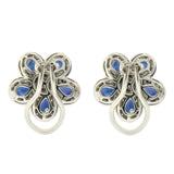18K Gold 0.75 CT Diamonds & 2.66 CT Blue Sapphire Flower Earring »BL122