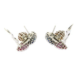 18K White Gold 0.20 CT Diamonds & 17.40 CT Multi Sapphire Flower Earring »E2912