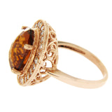 5.72 CT Madeira Citrine & 0.92 CT Diamonds in 14K Rose Gold Cocktail Ring