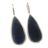 Rose Cut Sliced 49CT Blue Sapphire 1.0 CT Diamonds 14K Gold Drop Earrings »NP122
