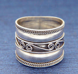 ▌925 Sterling Silver Bali 16 mm Wide Cigar Band Ring Size 6,7,8,9,10,11,12 »R104