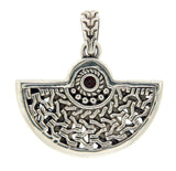 ¦Sterling Silver Black Jasper Byzantine Half Circle Pendant »P415 VINTAGE STYLE!