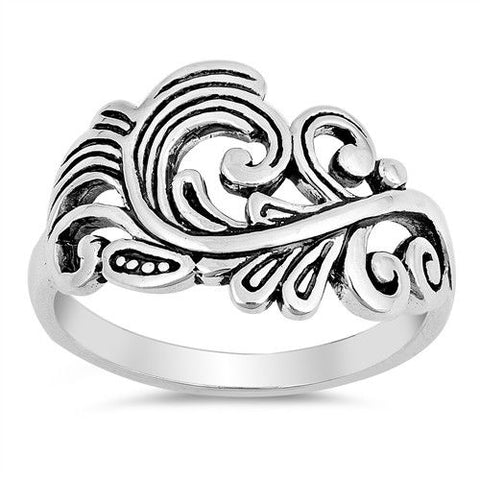 Beautiful 925 Sterling Silver Gothic Wave 14 mm Ring Size 5,6,7.8.9,10 » R410