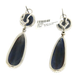 Rose Cut Sliced 33CT Blue Sapphire 1.04 CT Diamonds 14K Gold Drop Earrings »N116
