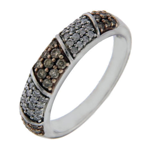 925 Sterling Silver Brown and White 0.75 CT Diamond Band Ring Size 7» R226