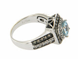 LeVian 14K Gold Chocolate & White Diamond Blue Topaz Engagement Ring S 6.75 »U34