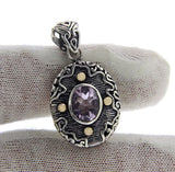 Solid Sterling Silver & Gold Accent Amethyst Bali Pendant » P118