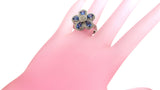 18K White Gold 0.50 CT Diamonds & 2.20 CT Blue Sapphire Flower Ring »BL117