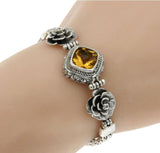 ¦925 Sterling Silver Bali Citrine Flower Bracelet Size 7.1/4" » B38