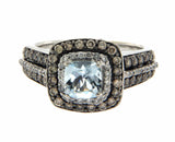 LeVian 14K Gold Chocolate & White Diamond Blue Topaz Engagement Ring S 6.75 »U34