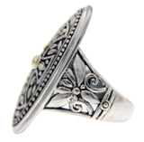 Solid Sterling Silver & 14 K Gold Cross Ring»R210