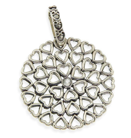 ¦Women's heavy 925 Sterling Silver Round Hearts CZ Pendant » P316