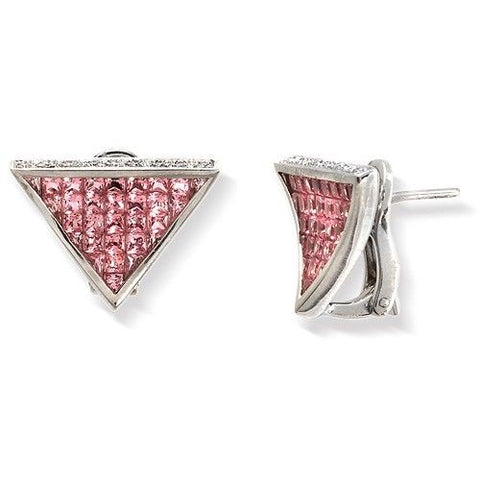 18K White Gold 0.18 CT Diamonds & 5.80 CT Pink Sapphire Earring »BL11