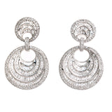 Fancy 18K White Gold 2.10 CT Round & Baguette Diamonds Round Dangle Earrings