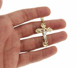 Solid 14k Tow Tone Gold INRI Latin Jesus Crucifix 1.8" Height Cross Pendant »G15