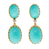 Vintage CELLINO 18K Yellow Gold Diamond Blue Turquoise Earrings »U517