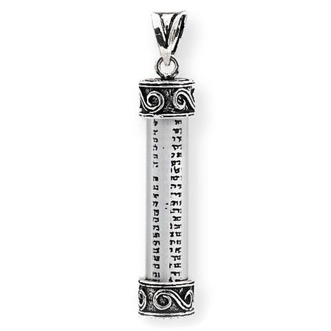 925 Sterling Silver Glass MEZUZAH With PRAYER Charm Pendant » L101