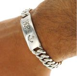 ¦Men's 925 Sterling Silver Hope Curb Cuban Chain Bibi Bracelet Size 7 1/4 » B15